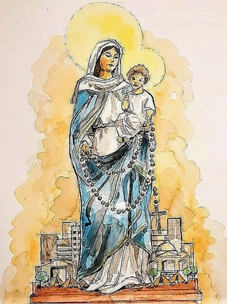 Virgen del Rosario de la Ciudad Miliciana en acuarela