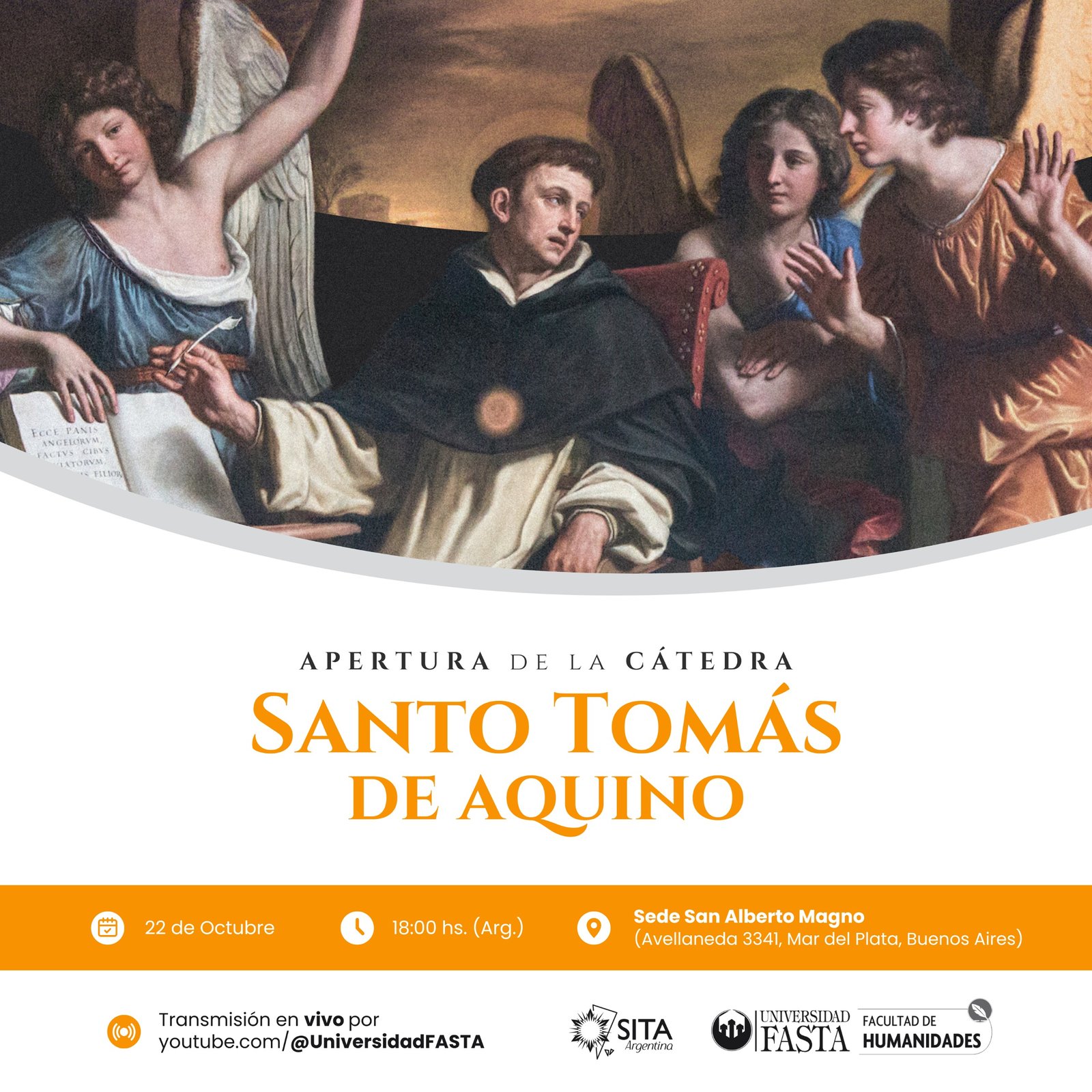 Sita: mañana se inaugura la cátedra magistral «Santo Tomás de Aquino», puedes unirte virtualmente